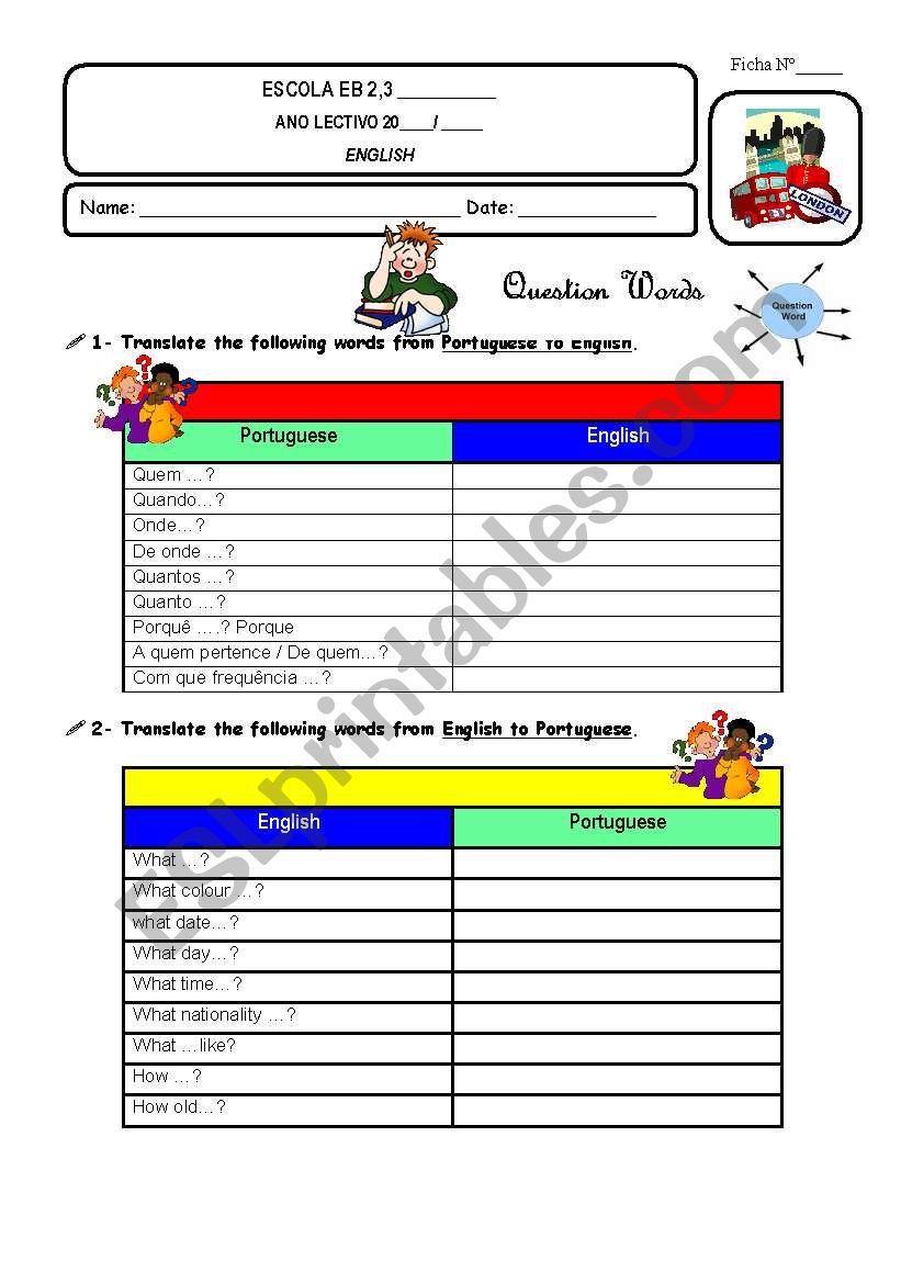 Wh- questions  worksheet