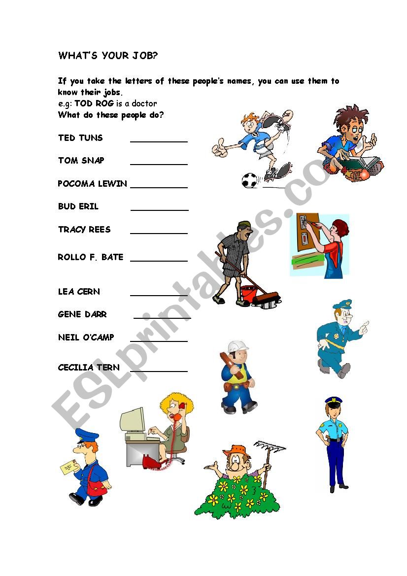 Whats your job? worksheet