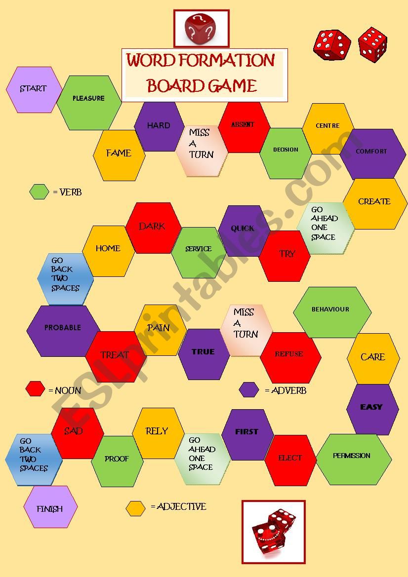 Word Formation Board game worksheet