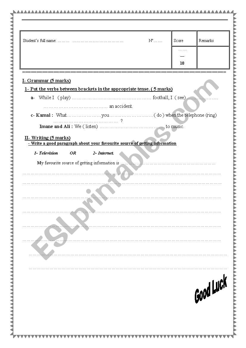 quiz worksheet