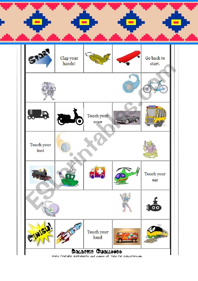 Means of transport worksheet