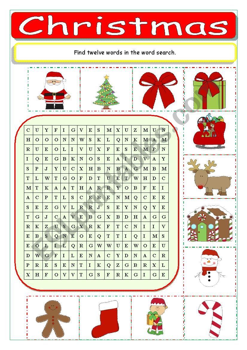 Christmas Wordsearch worksheet