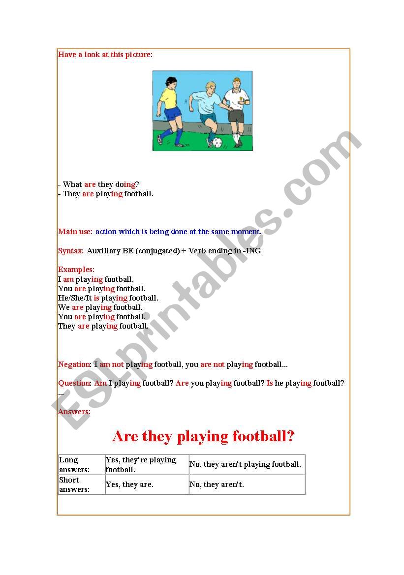 Present Continuous worksheet