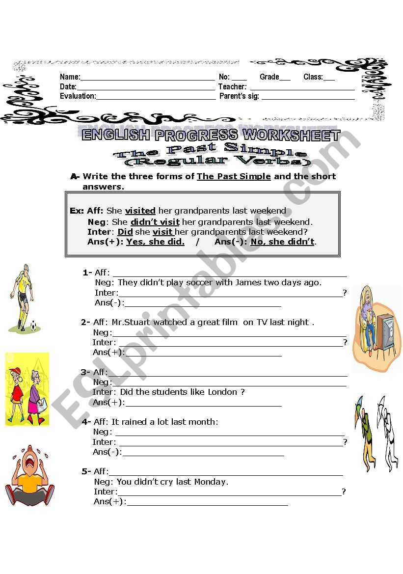 Past Simple Regular verbs worksheet