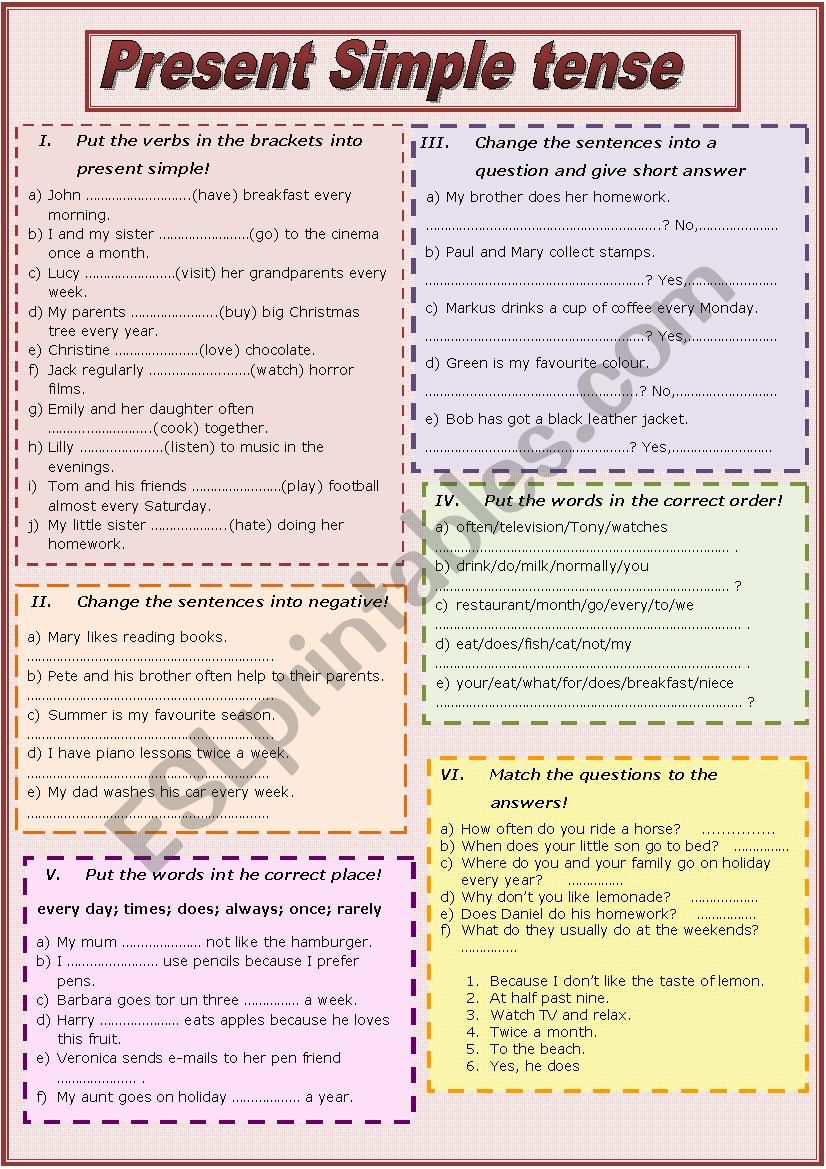 Present Simple Tense worksheet