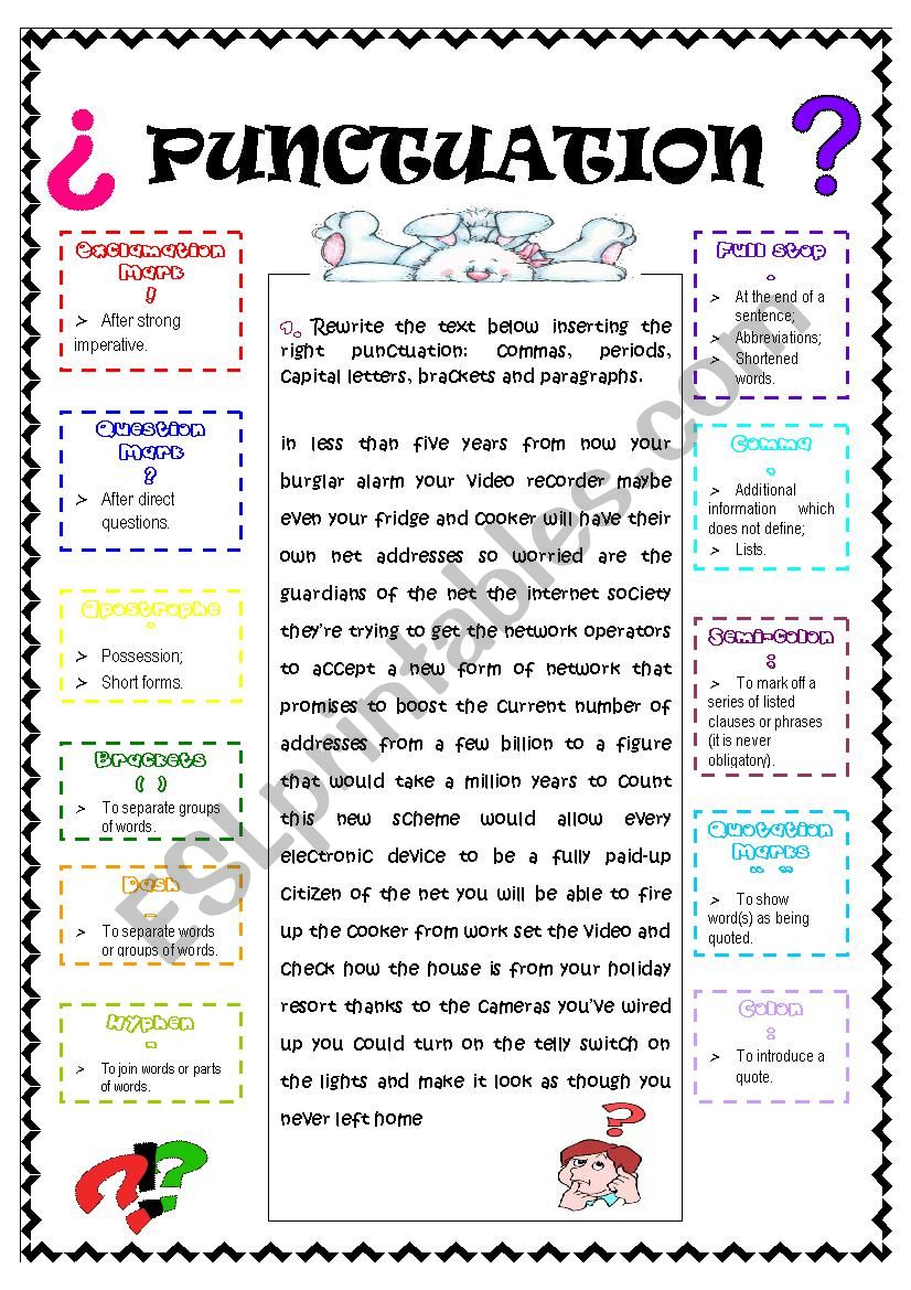 Punctuation worksheet