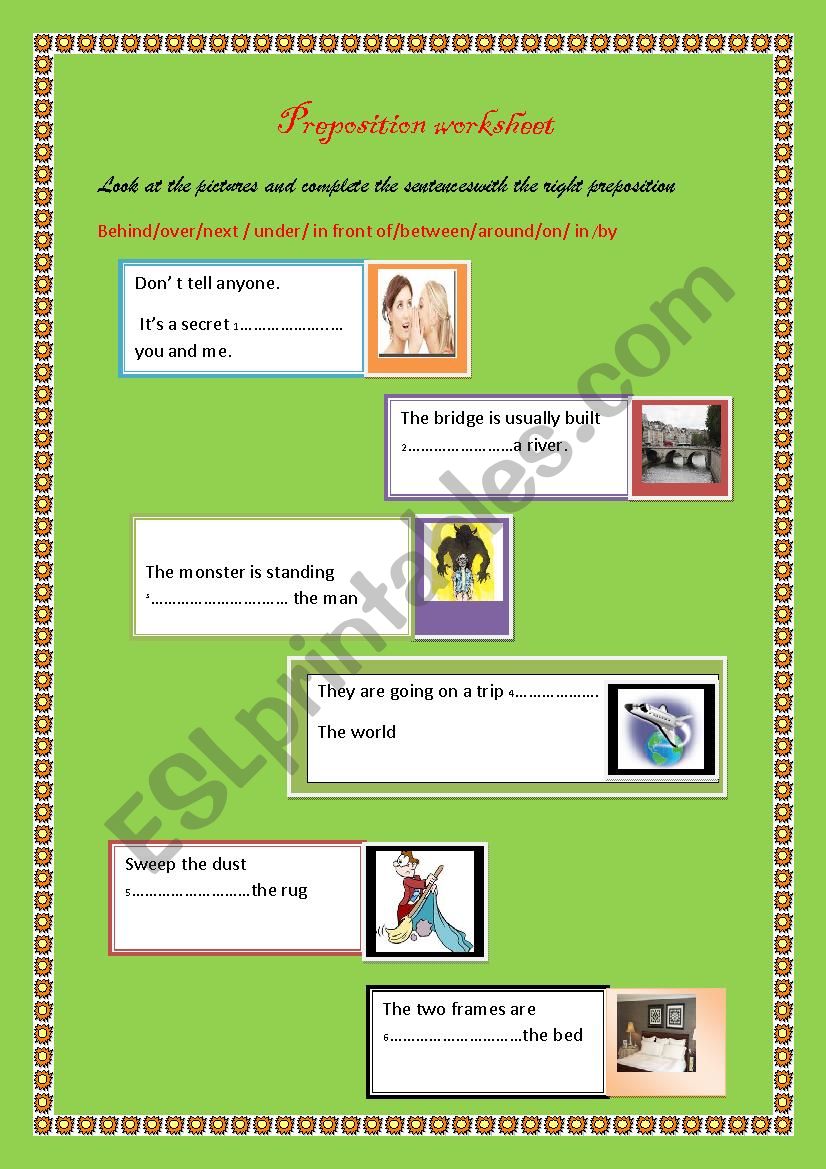 prepositions worksheet