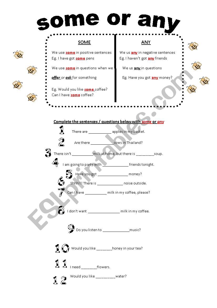 Some or any? worksheet