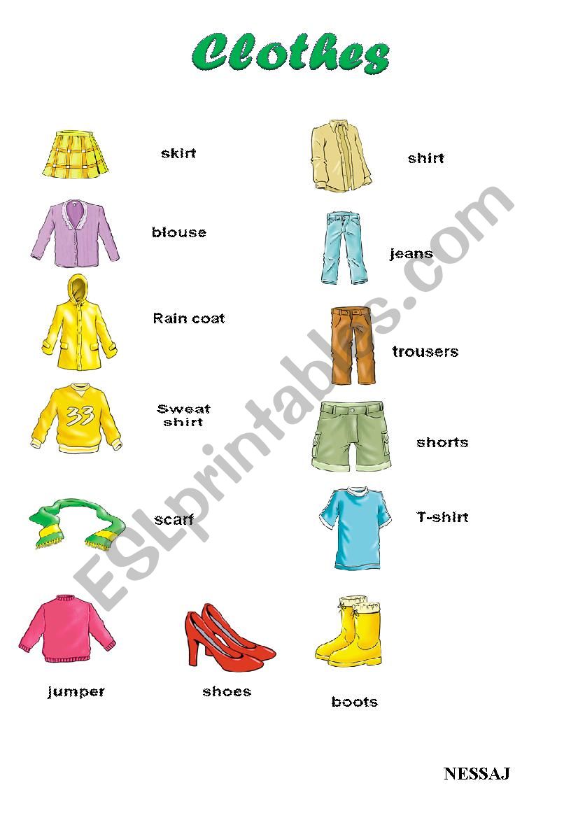 Clothes worksheet