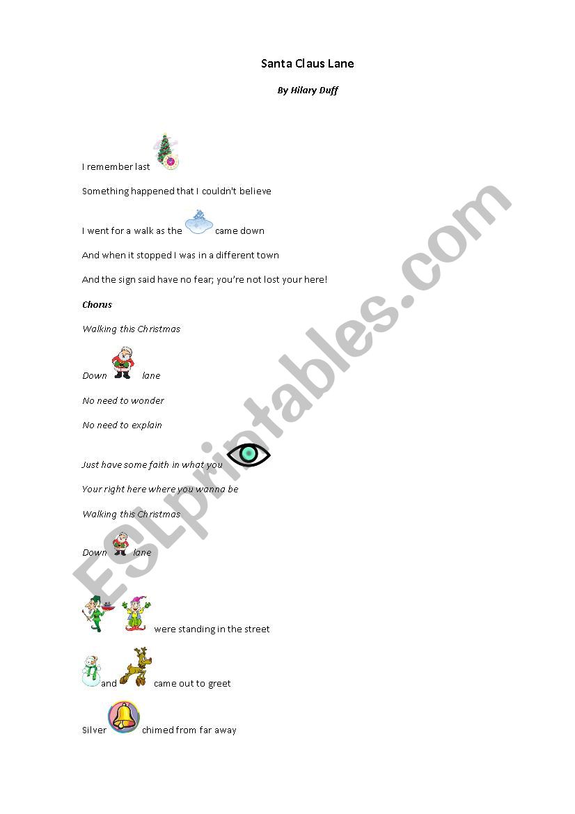 Santa Claus Lane worksheet