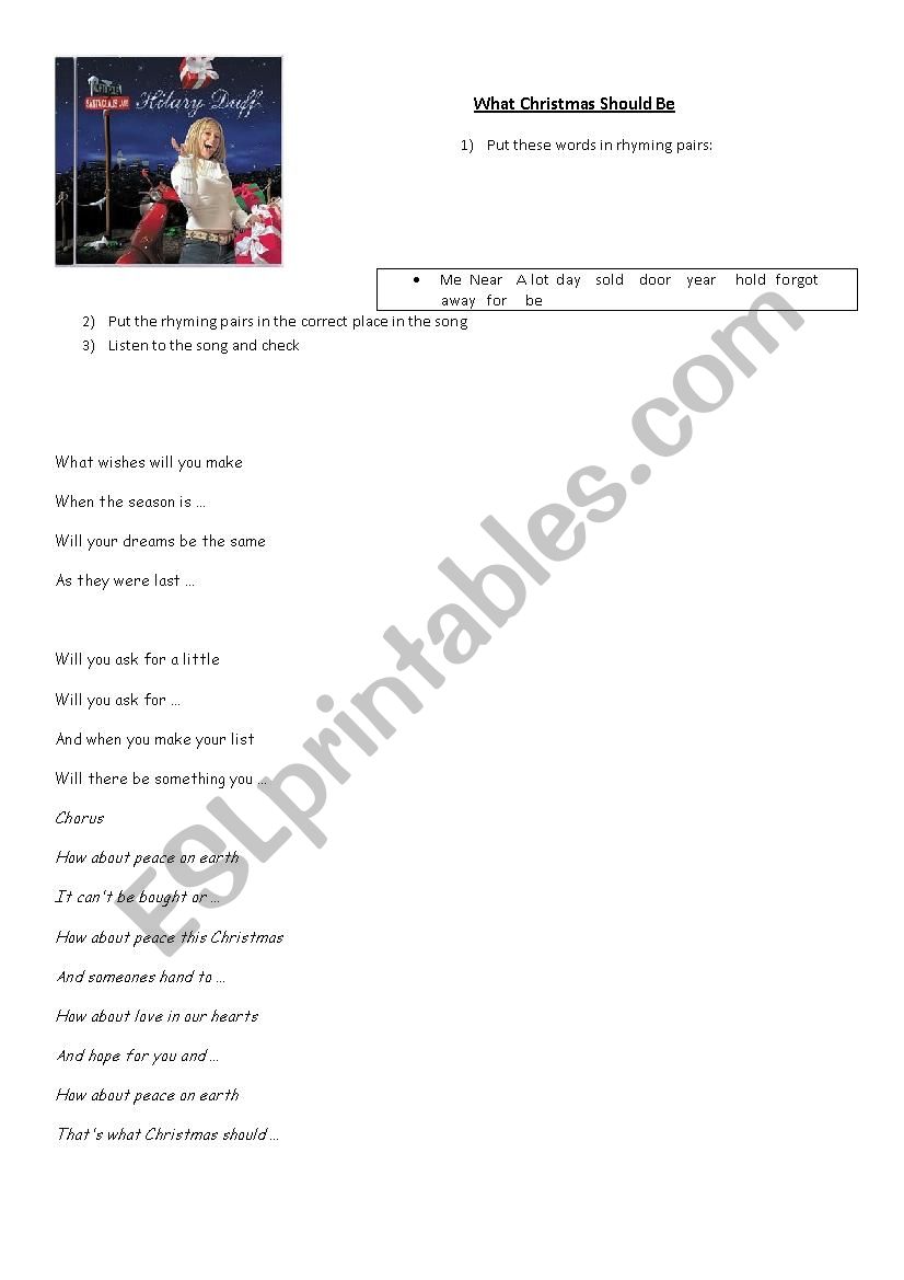 What Christmas should be worksheet What Christmas should be worksheet
