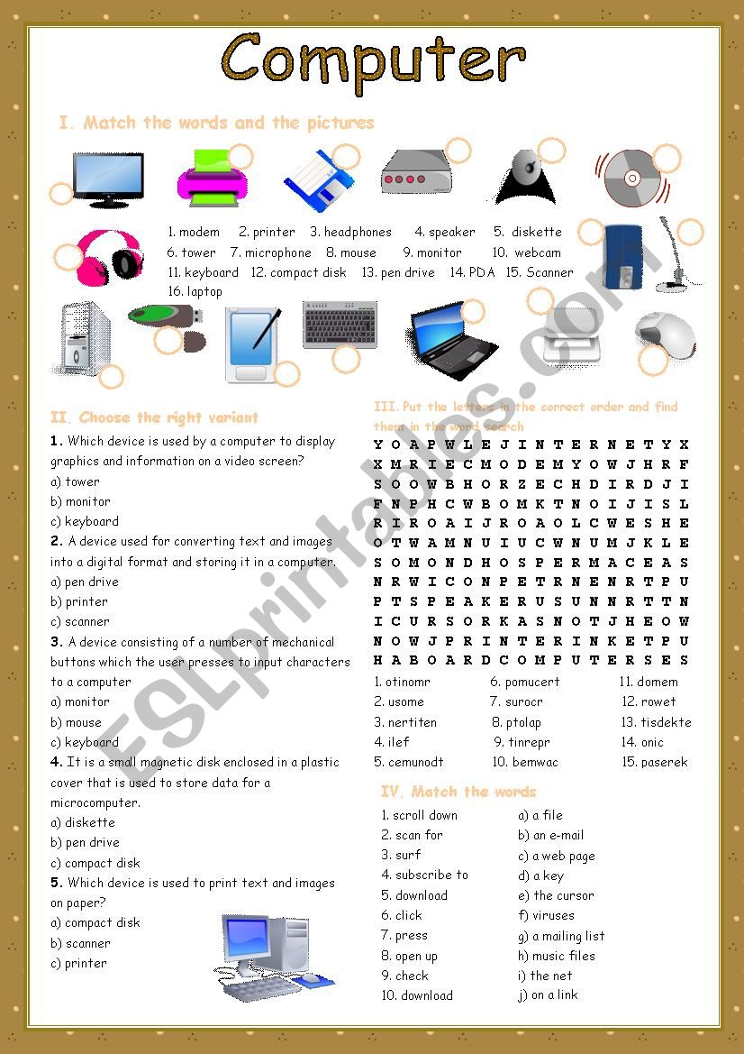 Computer worksheet