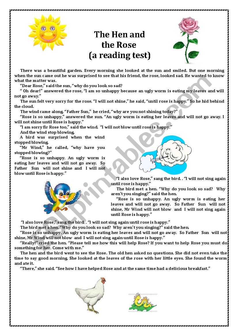 The Hen and the Rose worksheet