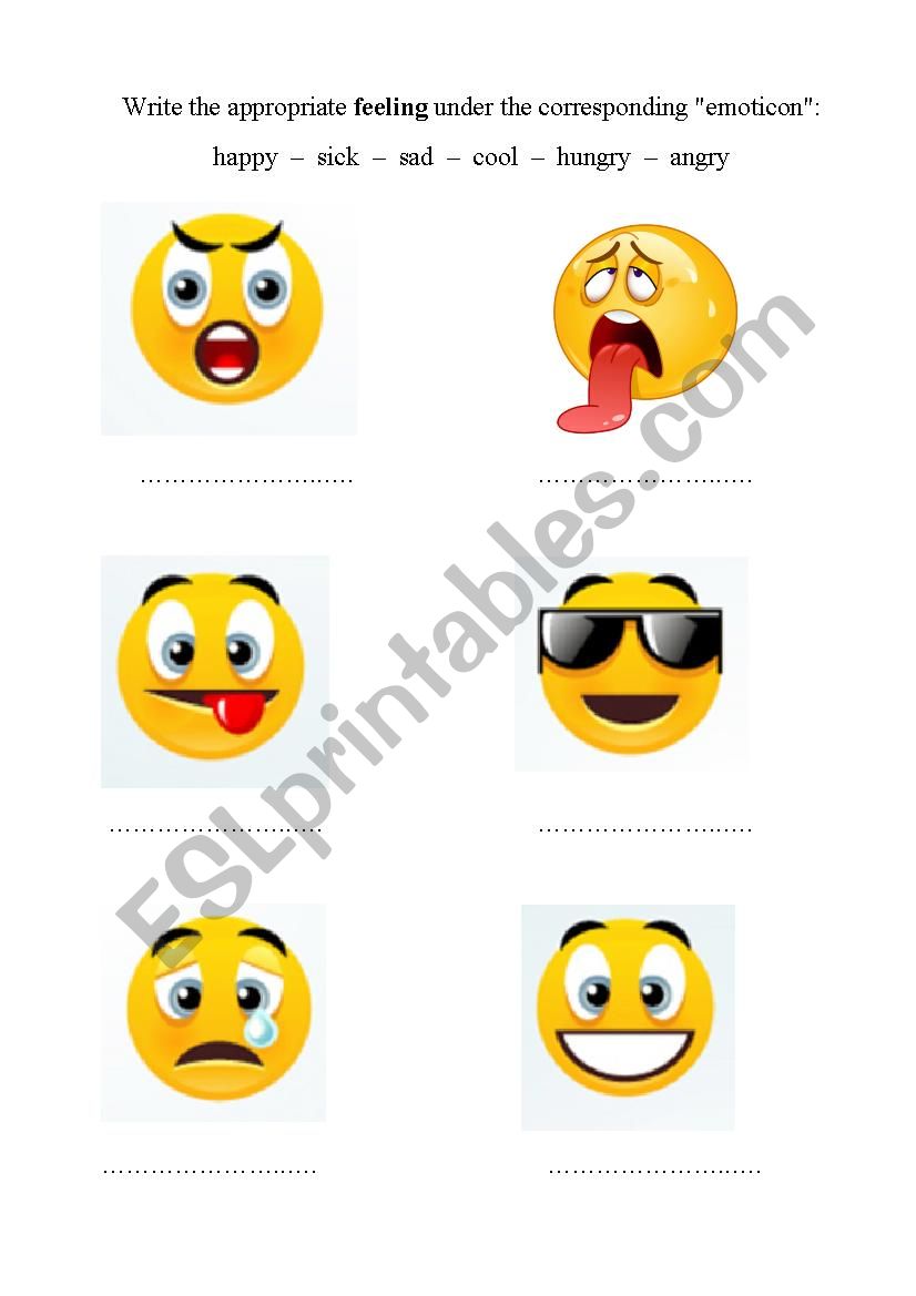 emoticons feelings worksheet