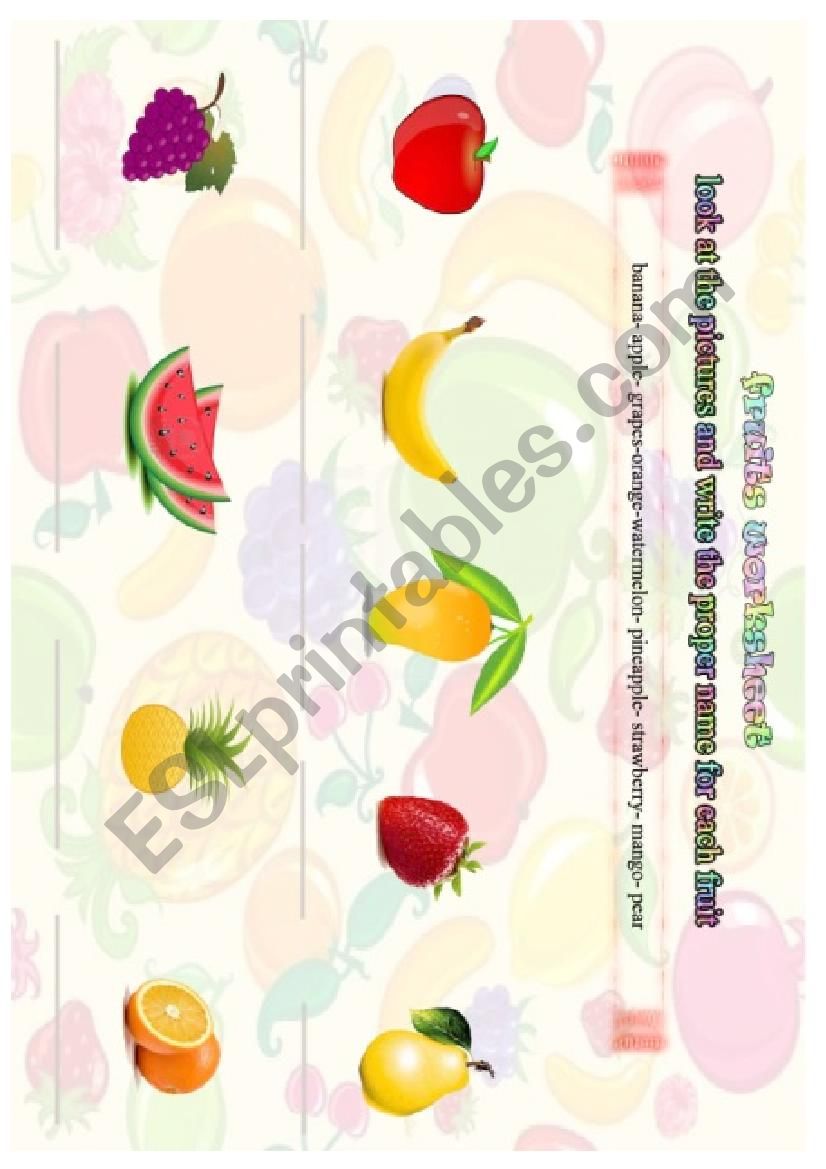 fruits worksheet worksheet