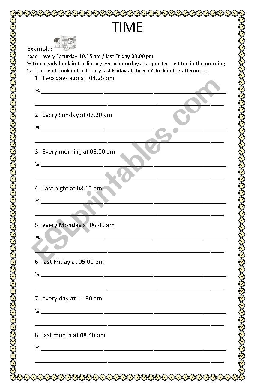 Telling time - Simple Present & Simple Past Tense