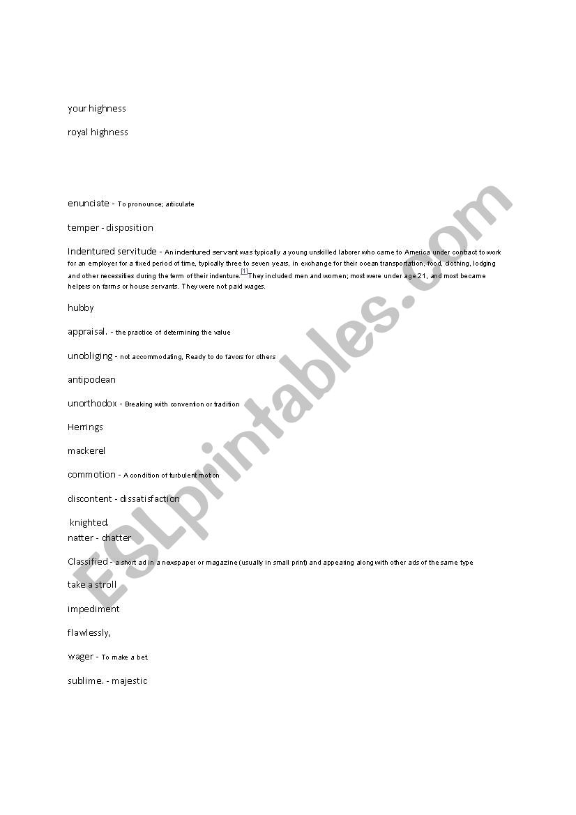 King´s speech vocabulary ESL worksheet by lisnica