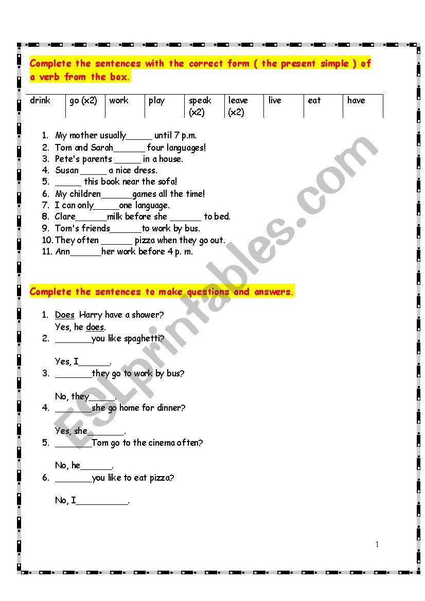 Test worksheet