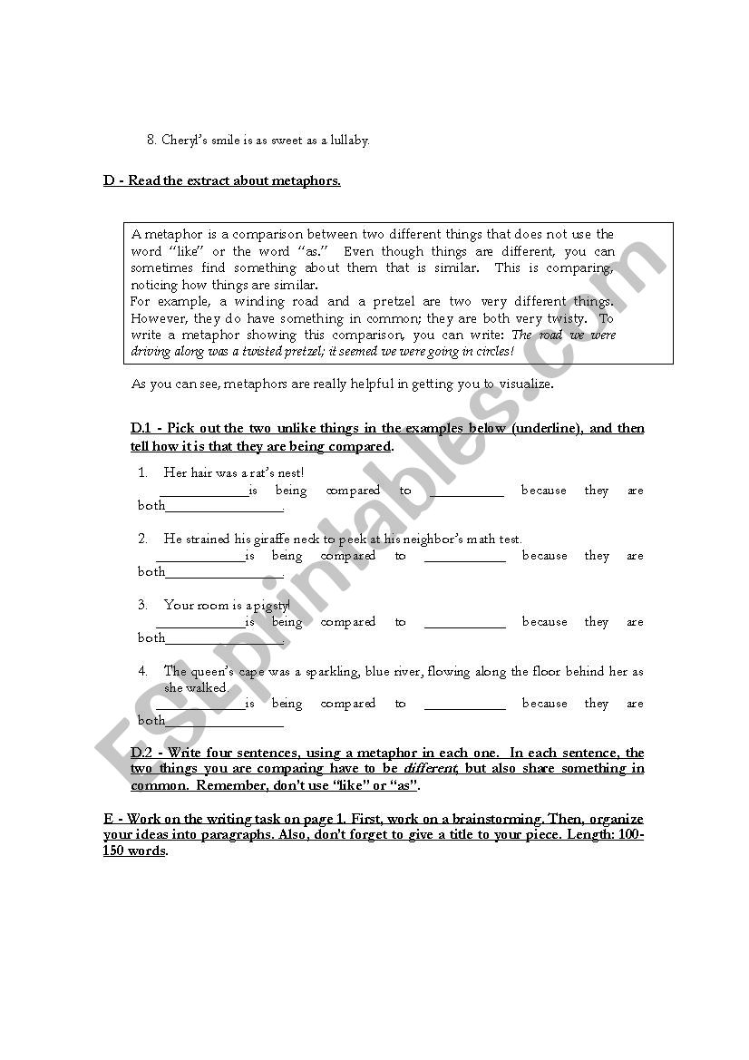 Writing A Story Third Person Narratives Esl Worksheet By Frenioz00