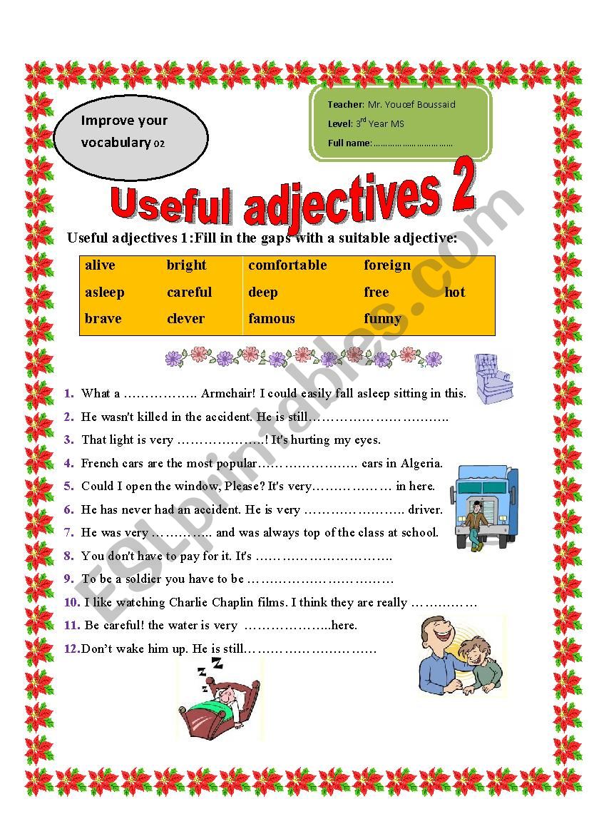 Useful adjectives 2 worksheet