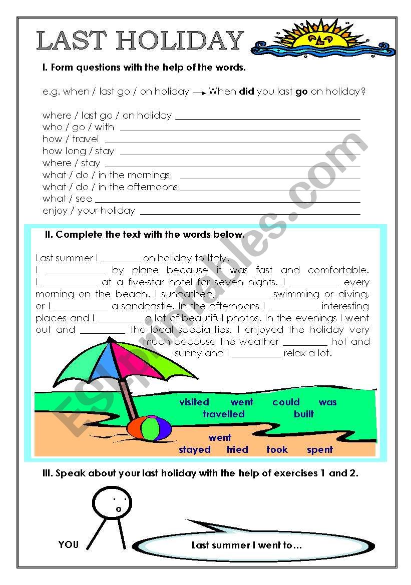 LAST HOLIDAY worksheet