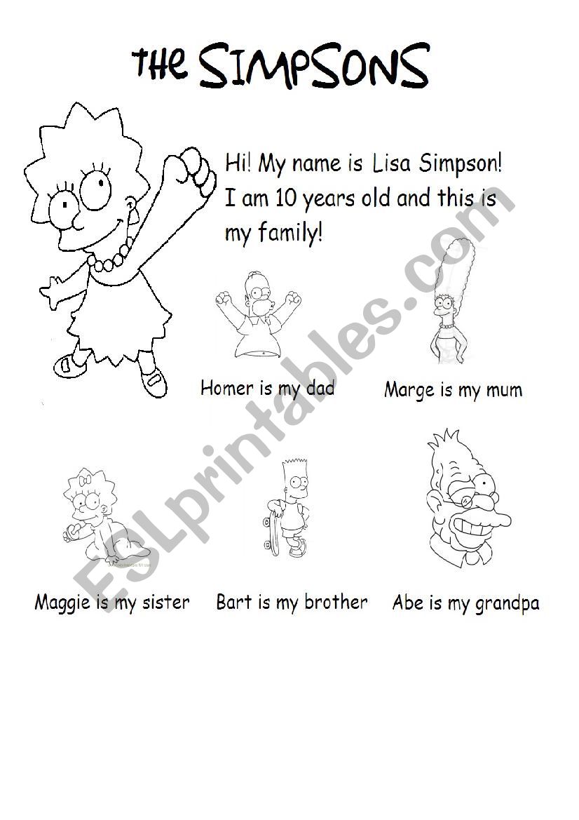 MY FAMILY with THE SIMPSONS! worksheet