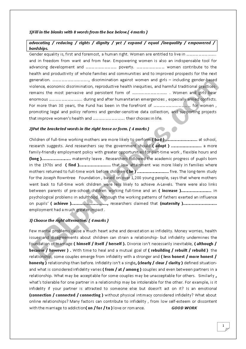 2nd form 2nd term language revision worksheet