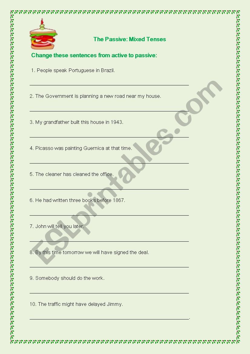 Mixed tenses. Passive worksheet