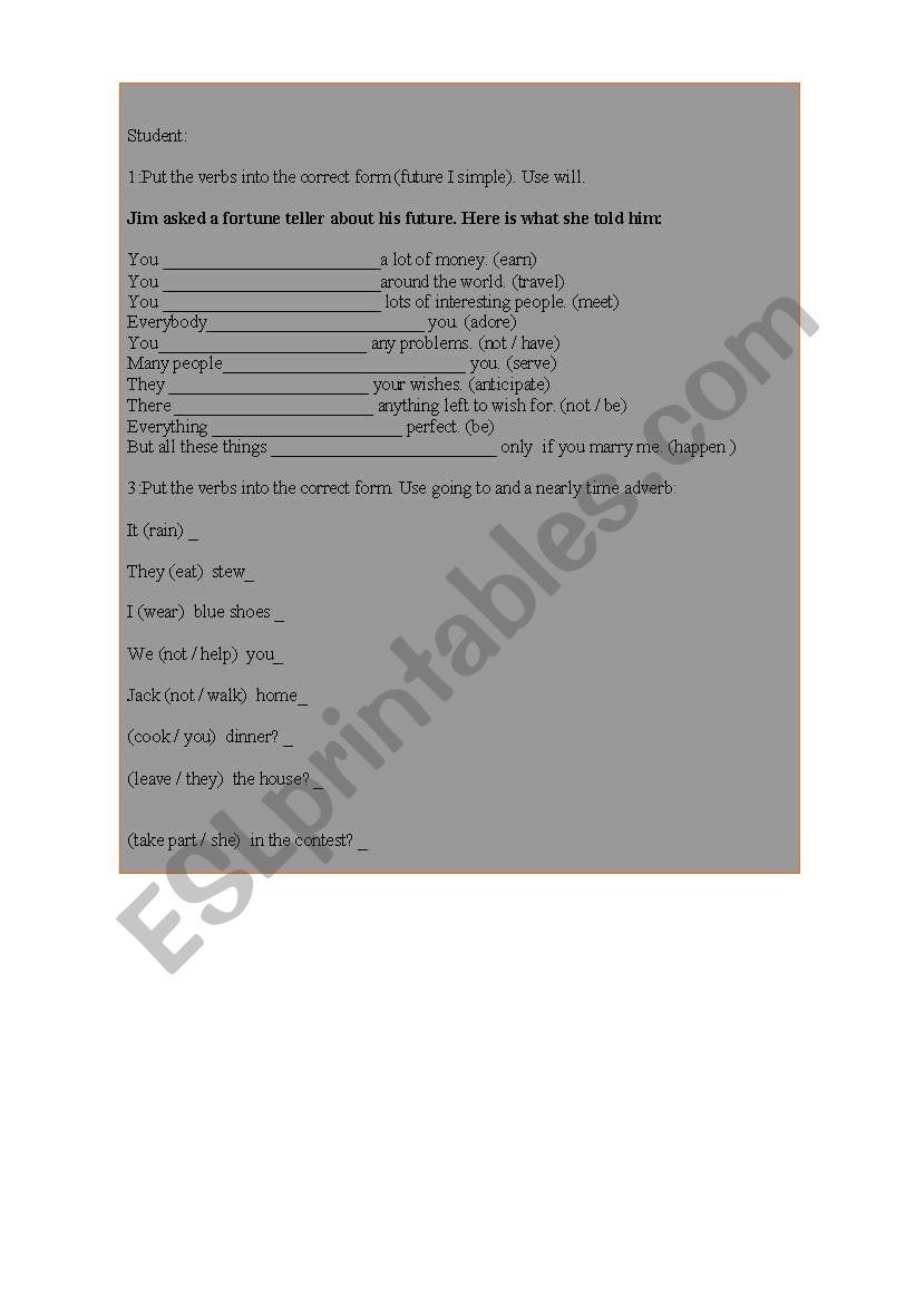 mixed futures worksheet