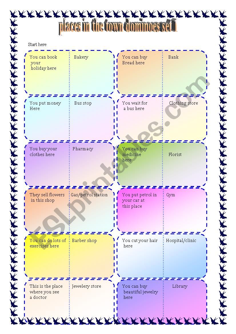 Places in the town dominoes set 1