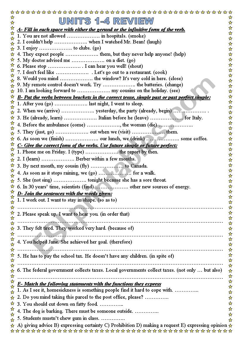 Consolidation worksheet