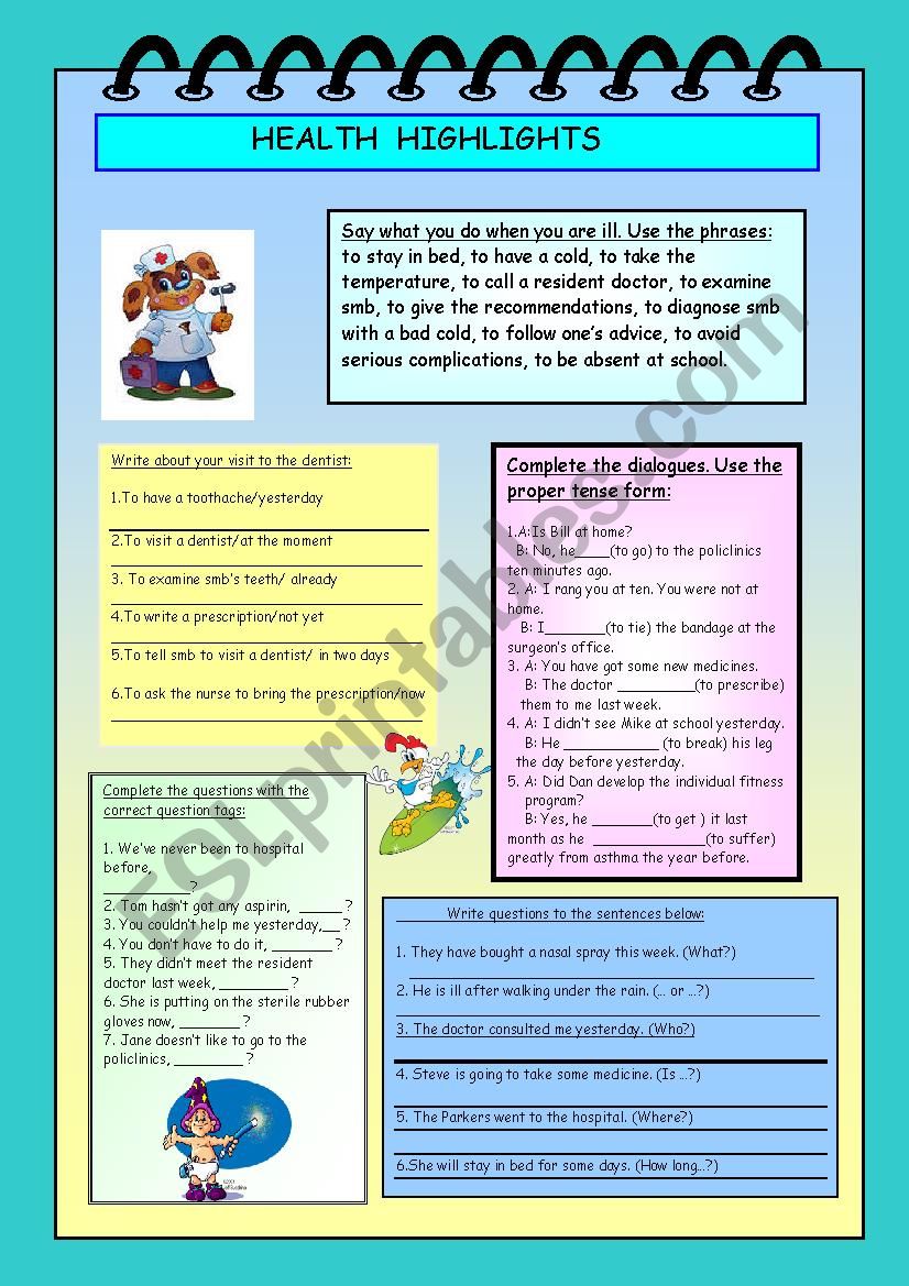 HEALTH HIGHLIGHTS worksheet