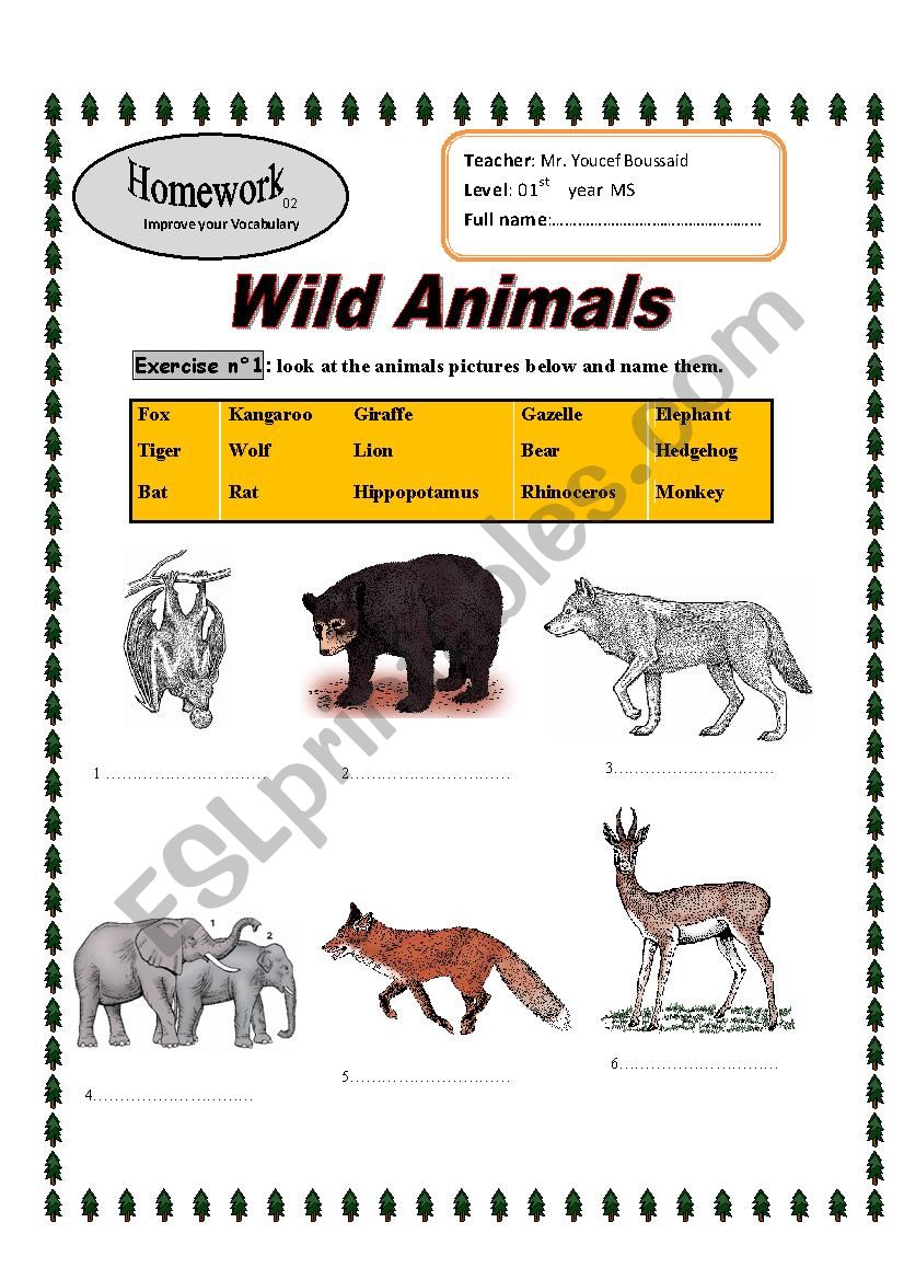 Wild Animals worksheet