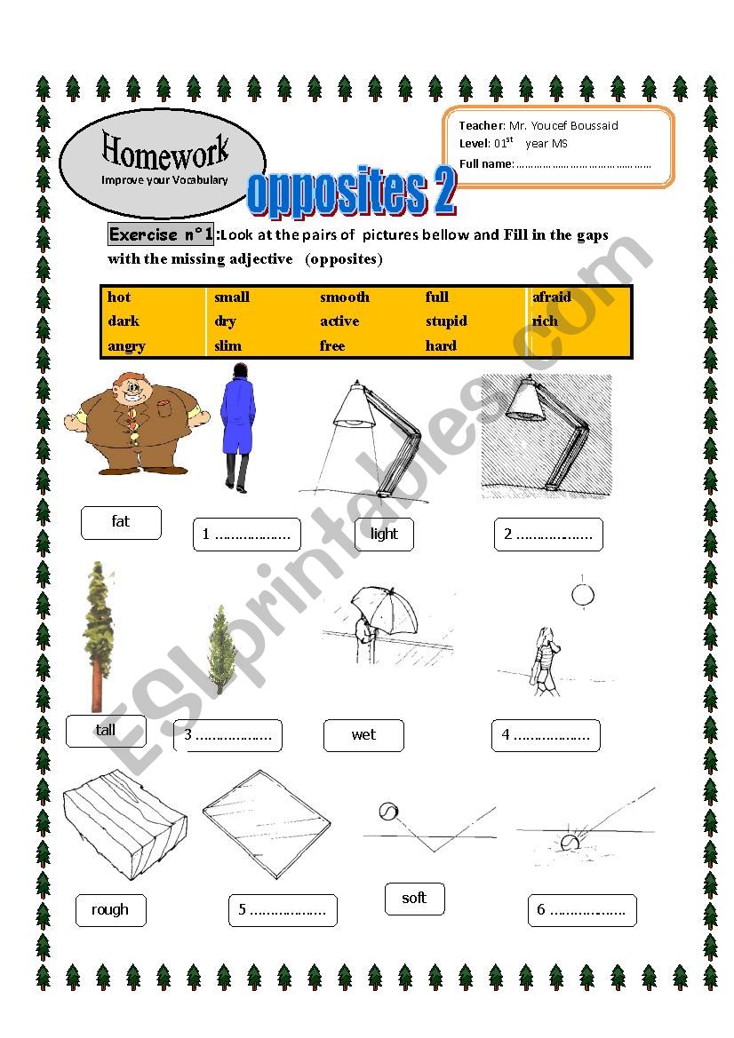 opposites 2 worksheet