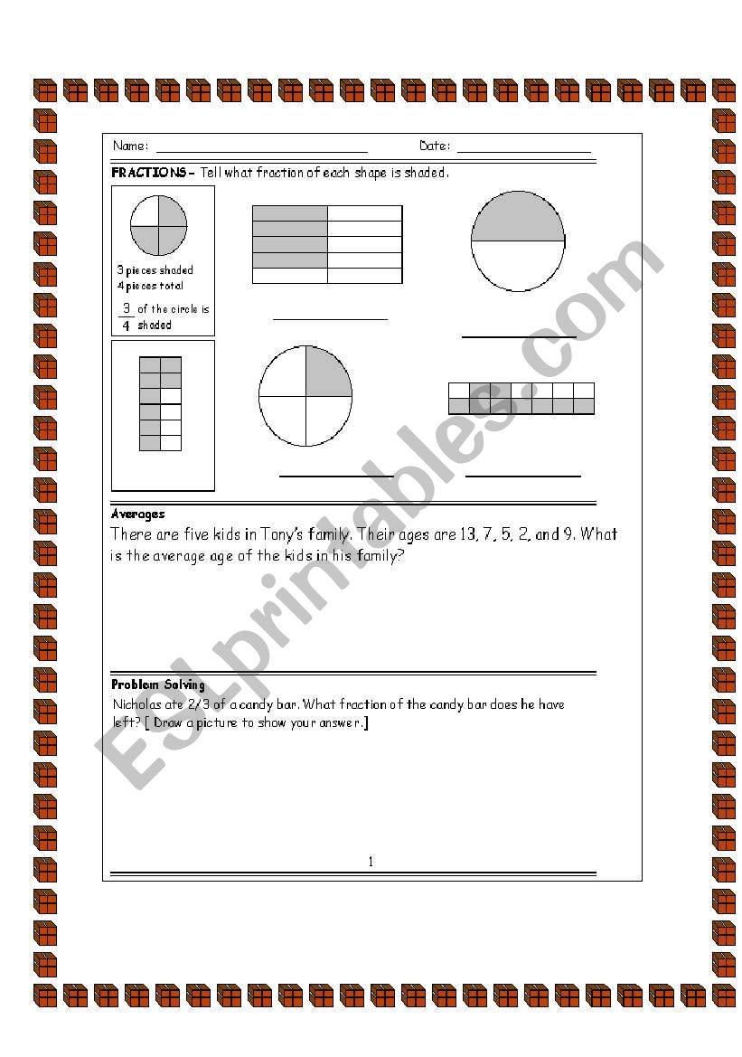 Fractions worksheet