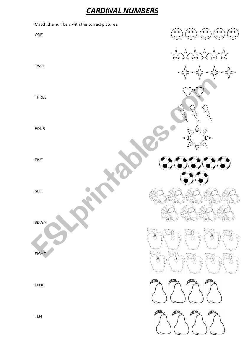 Cardinal Numbers worksheet