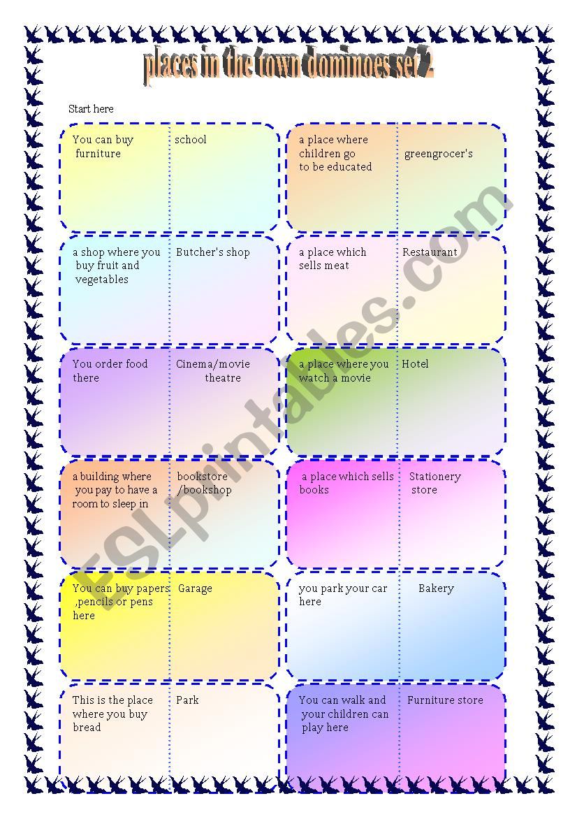 Places in the town dominoes set 2