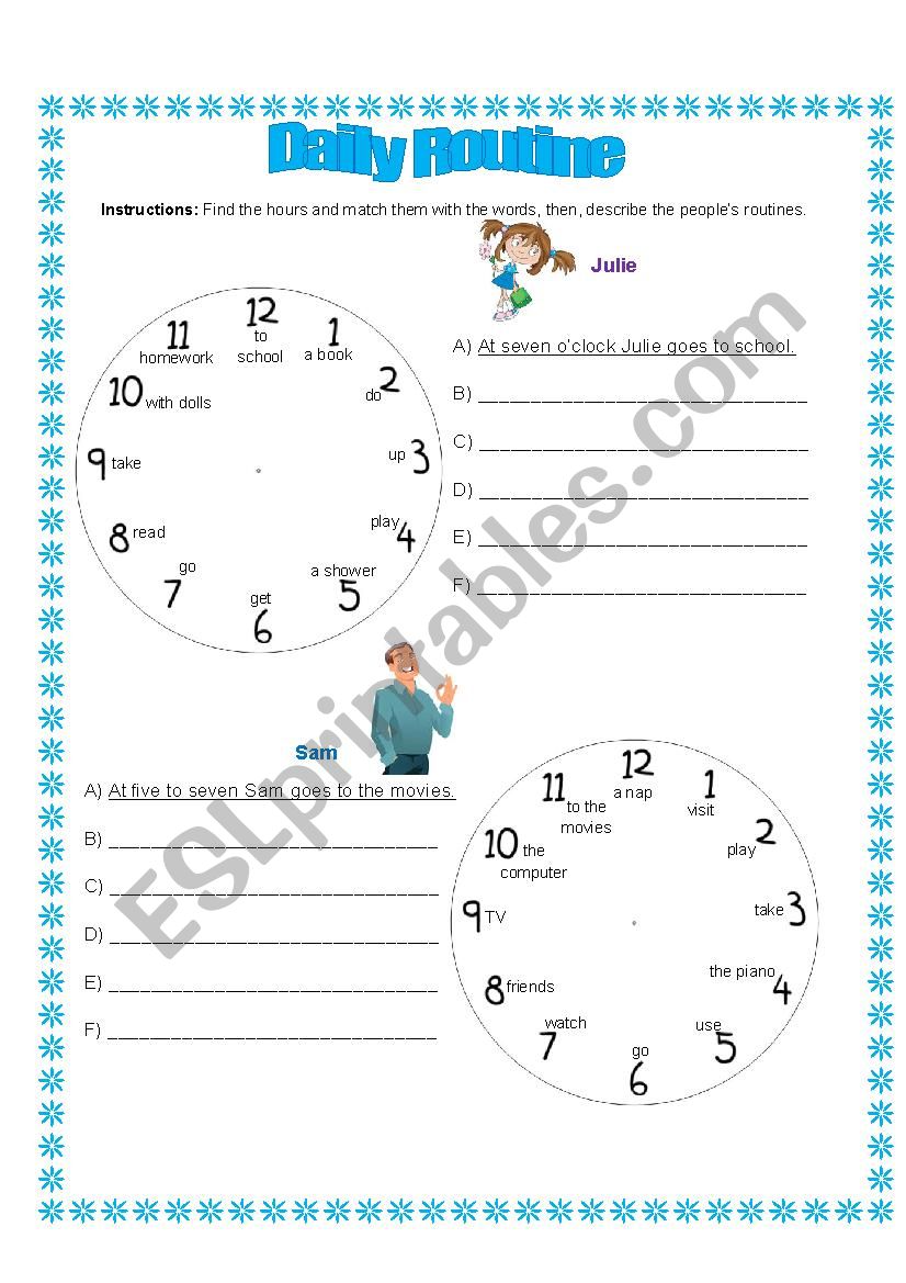 Daily Routine worksheet