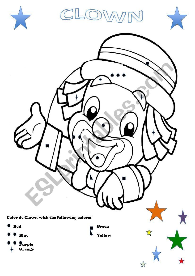 CLOWN FOR COLORING worksheet