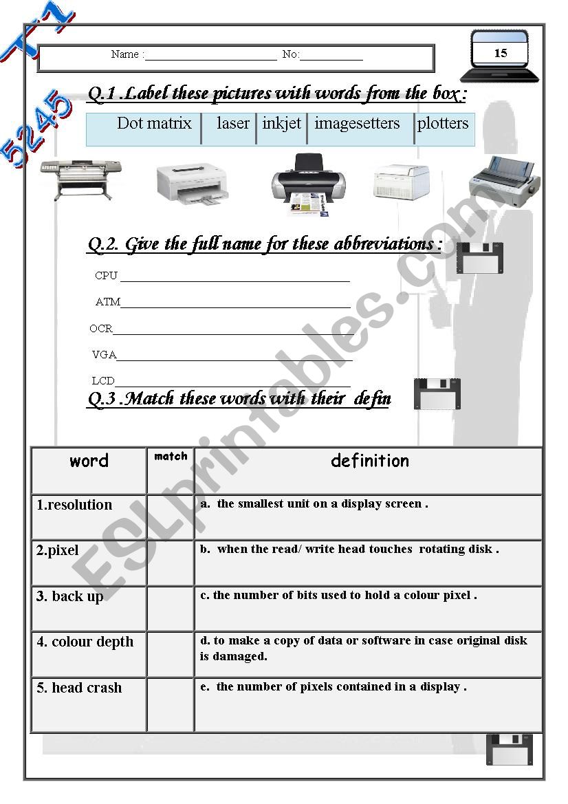 Test 1 worksheet