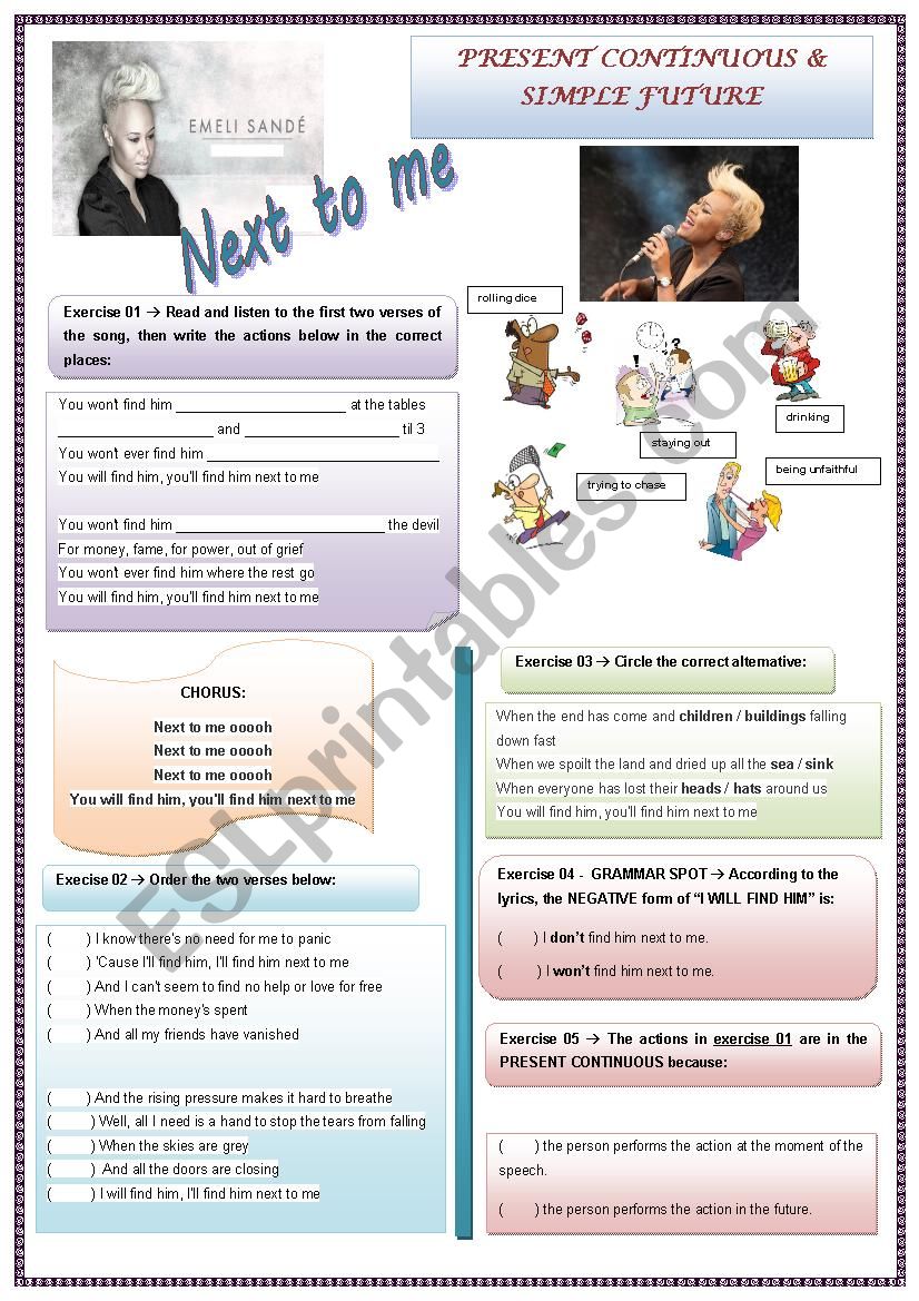 Song Activity - Next to me (Emeli Sand)