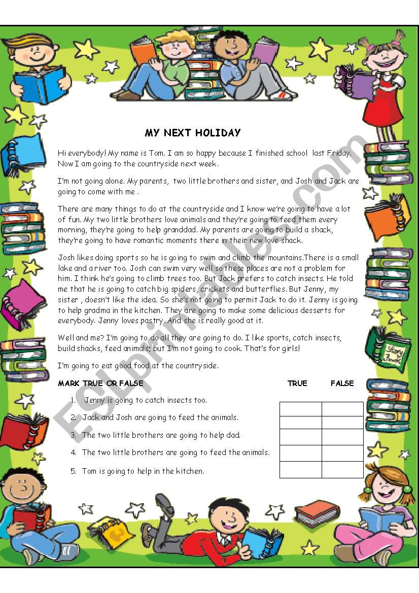 MY NEXT HOLIDAY worksheet