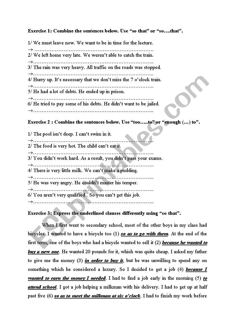 Purpose Vs Result Practice worksheet