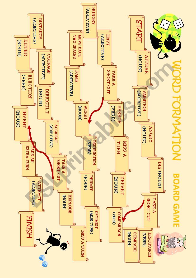 Word Formation Board Game worksheet