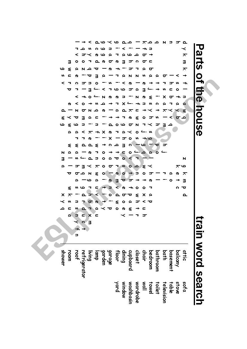 Parts of the house worksheet