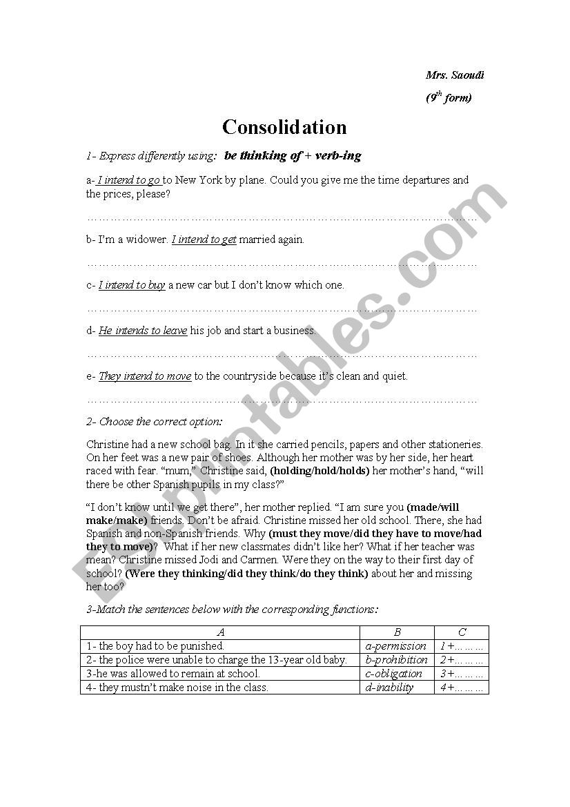 consolidation worksheet