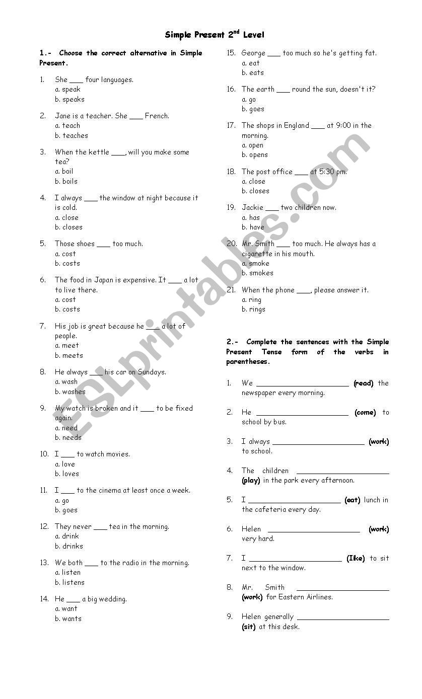 Simple Present worksheet