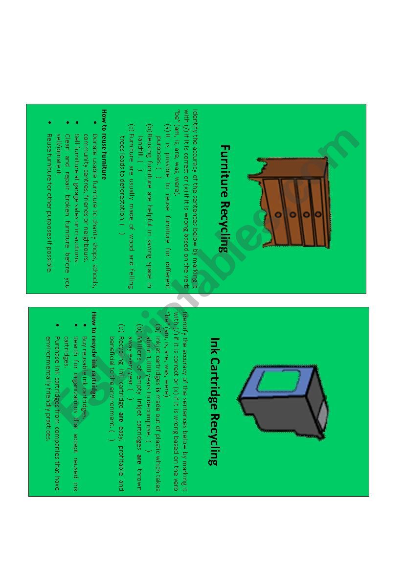 Recyclable materials (1/2) worksheet