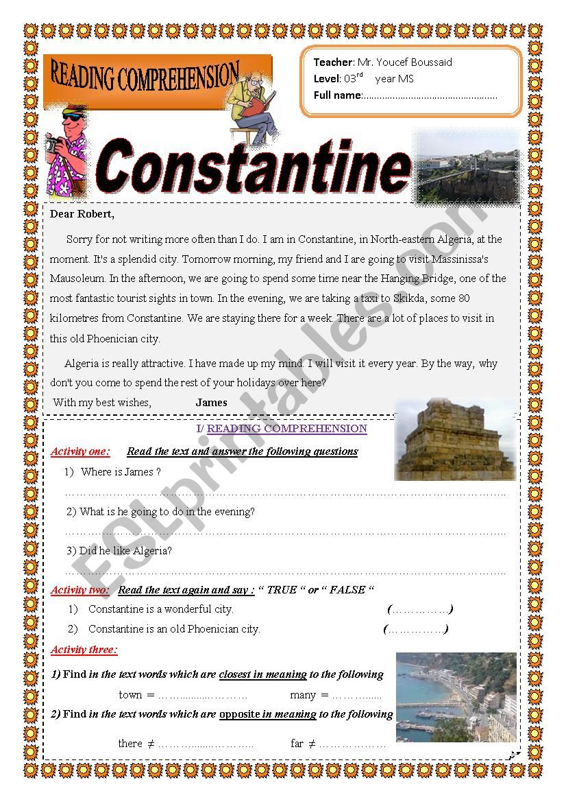 Constantine worksheet