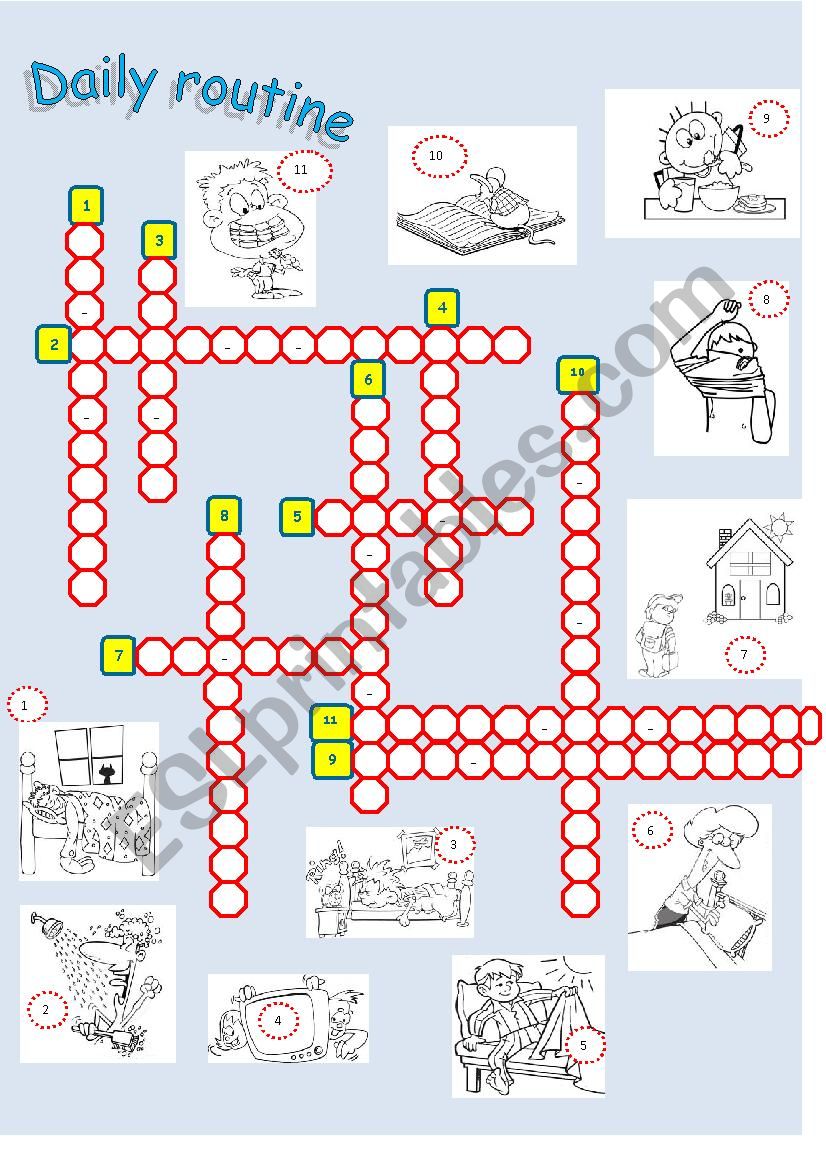 CROSSWORD - DAILY ROUTINES worksheet